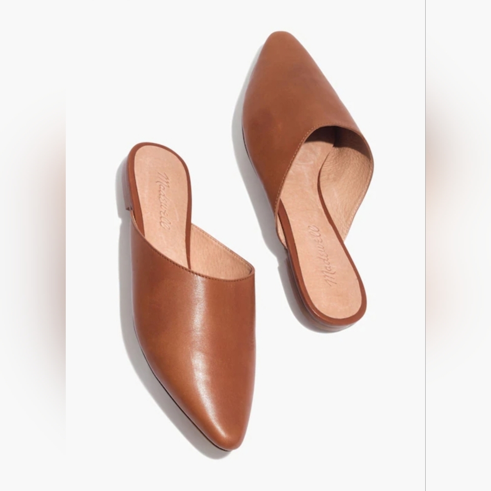 Madewell Women's Tan Leather Pointed-Toe Mules